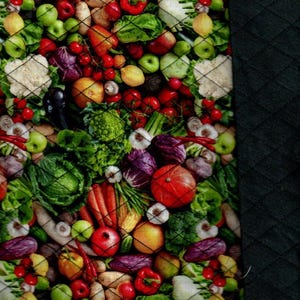 Pre Quilted Vegetables/Drk. green,42&quot; wide 100% cotton Listed @1/2 yard