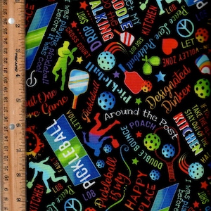 Pickle Ball Sports 45&quot; wide 100% cotton  Listed @ 1/2 yard Timeless Treasures CD2274.