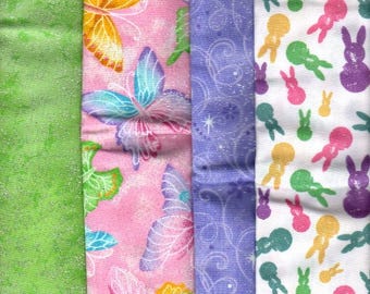 Fat Quarter,Easter,Bunny ,Butterfly, 4 @ 18"x2