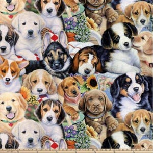 Fleece,Garden puppies 60" wide @ 1/2 yard