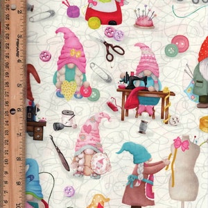 Sewing Gnomes, Listed @ 1/2 yard Timeless TreasuresCD 2484