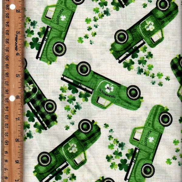 St. Patrick Day Truck, auf weiß 45 "breite 100 % BaumwolleAuflistung @ 1/2 Hof
