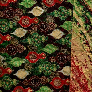 Pre Quilted,Double faced, Christmas Ornaments, W/ Gold,Listed @ 1/2 yard