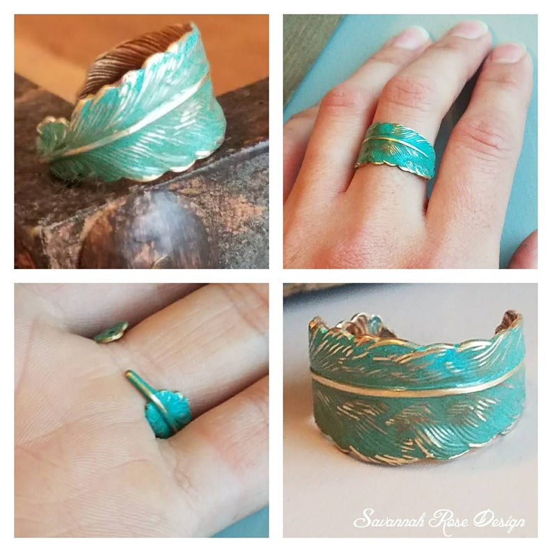 Turquoise Feather Ring Feather Ring Teal Ring Turquoise Etsy
