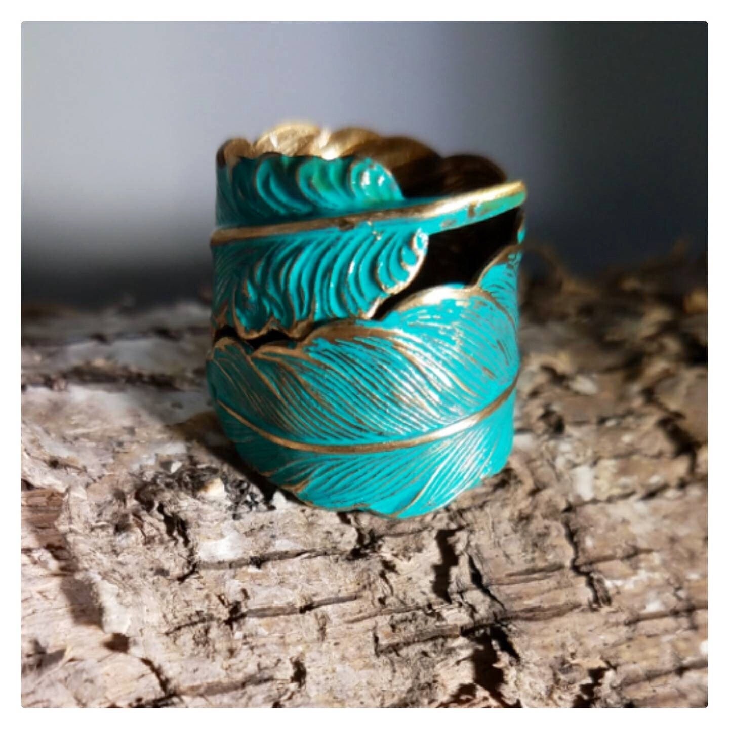 Turquoise Feather Ring Feather Ring Turquoise Ring Etsy