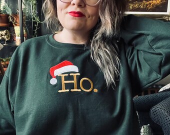 Christmas Ho embroidered unisex crewneck sweater