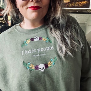 I hate people embroidered sweater image 1