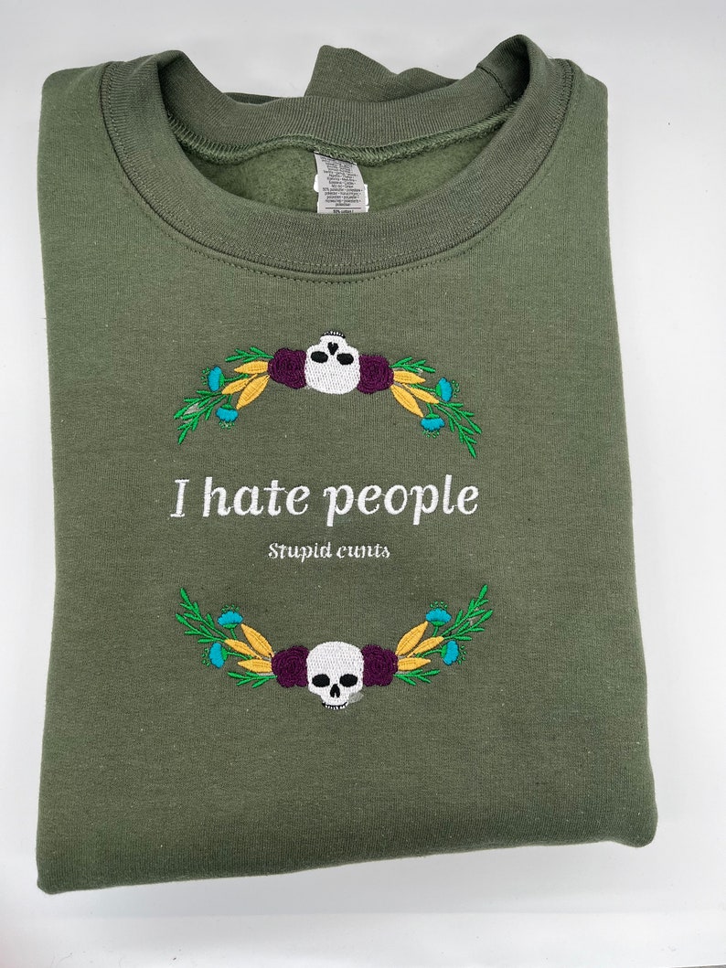 I hate people embroidered sweater image 3