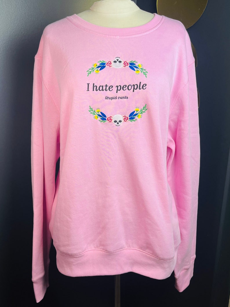 I hate people embroidered sweater image 2