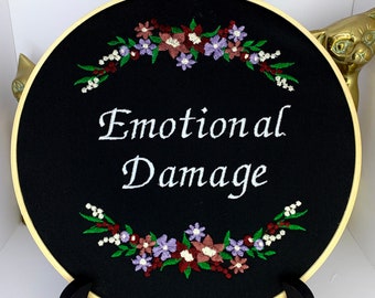 Emotional damage home decor office embroidery