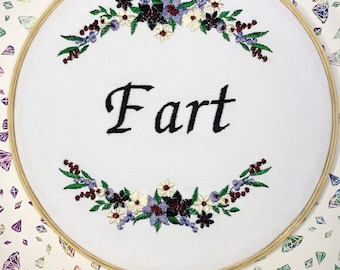 Fart machine embroidery set in an 7”bamboo hoop