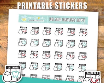 Printable doctor and dentist appointment stickers going to the dentists office and doctor appointment planner stickers