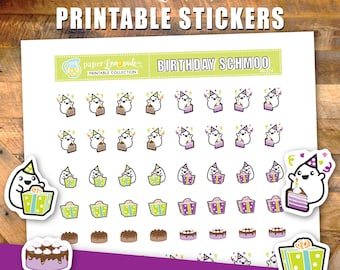 Celebration printable stickers birthday celebration cake gift planner stickers