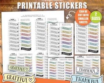 Grateful banner printable planner stickers thankful stickers