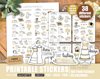 Wedding planning stickers printable wedding stickers for your planner wedding dress and cake hire photographer seating chart stickers
