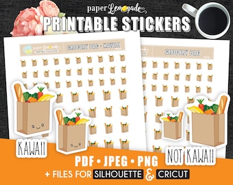 Printable Stickers Grocery bag stickers Food shopping printable stickers Groceries stickers Supermarket tracker shopping sticker food PR-058