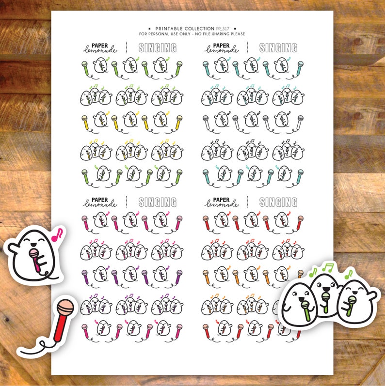 Sing Sticker Printable Singing Planner Stickers Printable Karaoke - Etsy