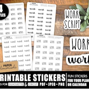WORK script PRINTABLE stickers for your planner