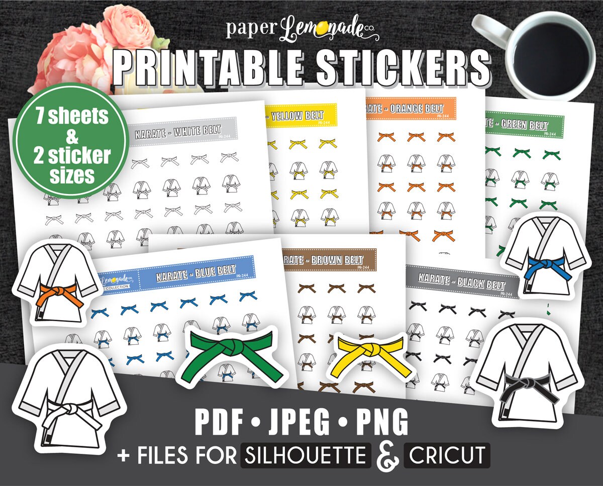 Karate planner stickers printable martial art stickers for Etsy
