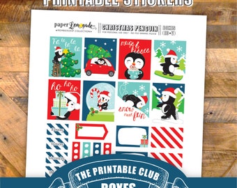 Printable Christmas Penguin EC stickers MEM-004