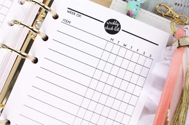 Weekly Checklist Planner Insert Printable Personal Planner Etsy