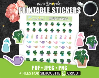 Printable Stickers plant care stickers houseplant water plants reminder spray bottle potted plants potted flowers planner stickers PR-062