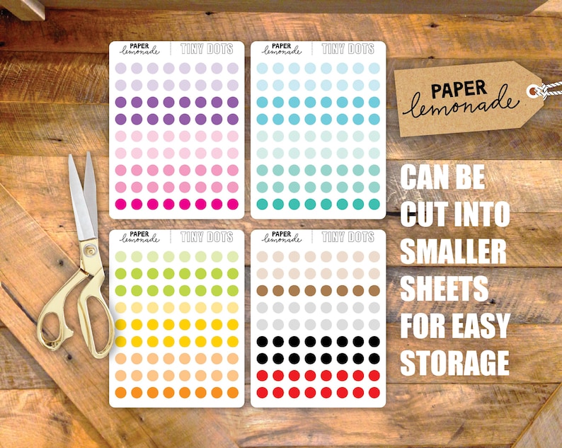 Tiny Dots Printable Stickers in 21 Colours Small Dot Stickers for Your ...
