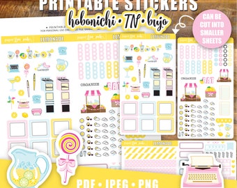 Hobonichi sticker kit Printable Lemonade stickers Weekly Kit WEE-014