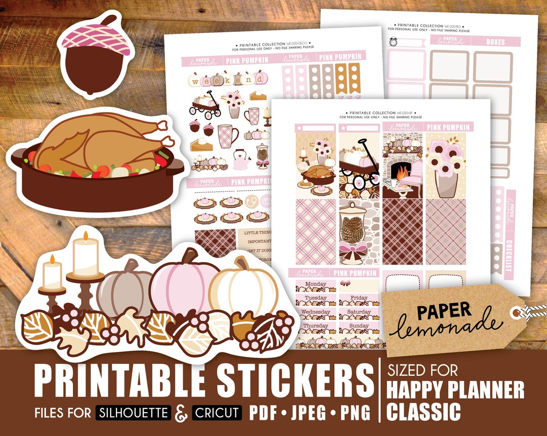 Pastel Thanksgiving Printable Happy Planner Classic Weekly Kit Planner ...