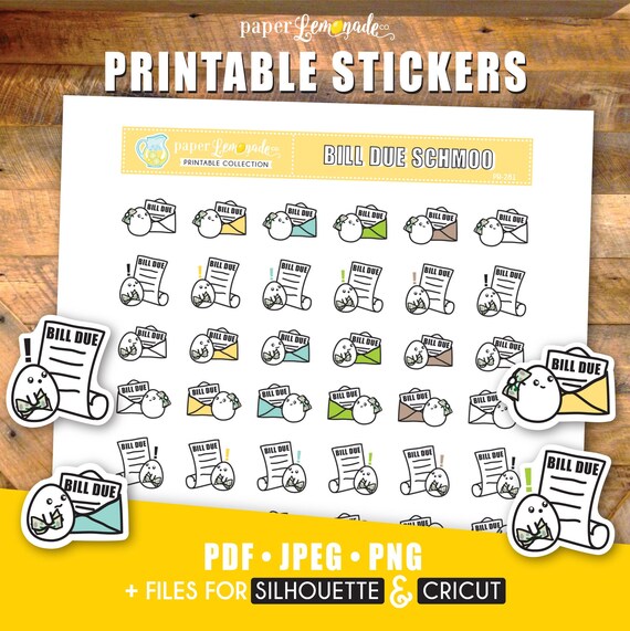 Printable Bill Due Stickers Bill Payment Printables | Etsy
