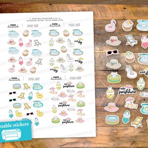 Pool Day PRINTABLE Stickers for Your Planner or Notebook Decorate Your ...