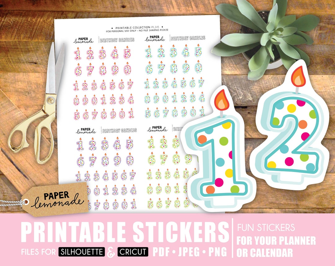 Number Candle Birthday Printable Stickers Party Planner Decor