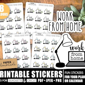 Arbeit von zu Hause druckbare Sticker Computer Arbeiten Erinnerung Arbeitsplan arbeiten zu Hause