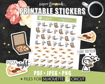Printable Stickers Pizza Sweetie Pizza night I love pizza sticker foodie sticker pizza lovers printable stickers for kikki k filofax PR-150