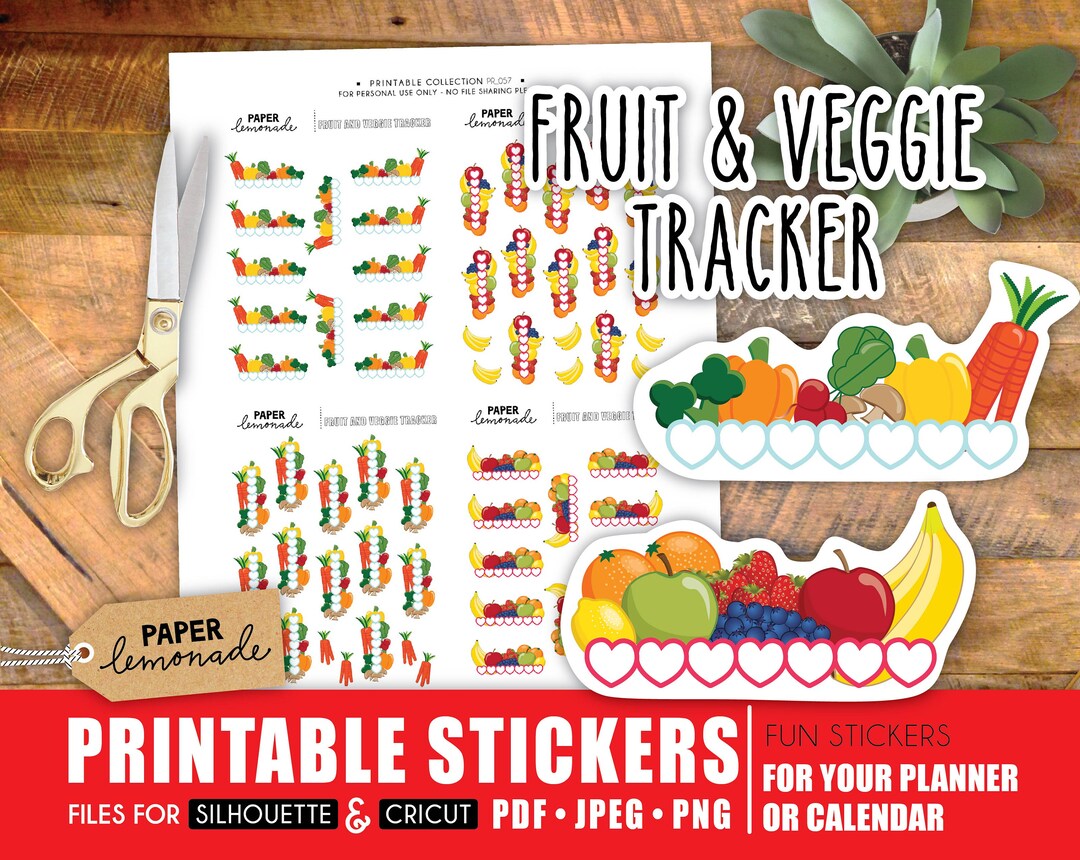 Printable Fruit and Veggie Tracker Stickers Healthy Habits Eat More