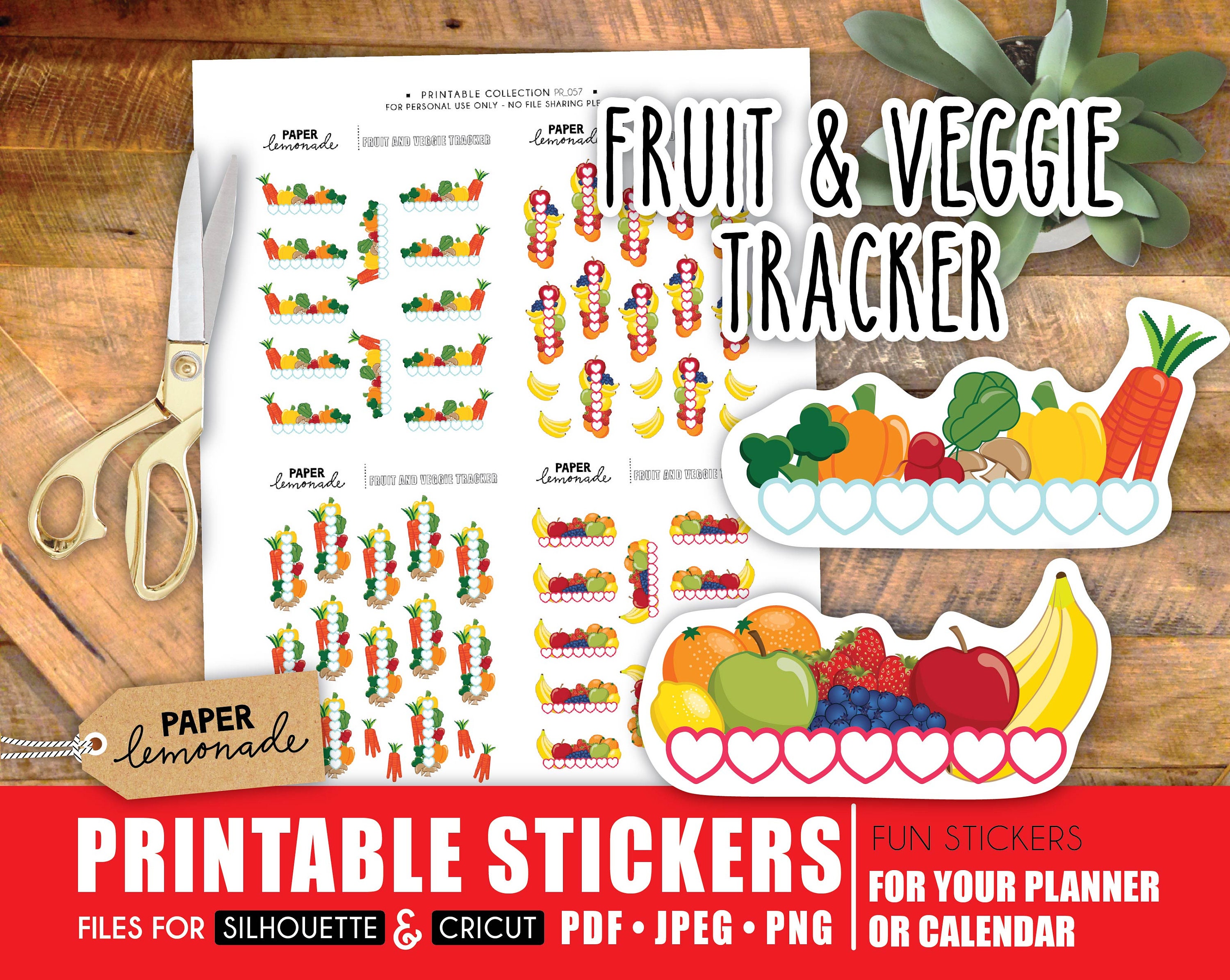 Printable Fruit and veggie tracker stickers healthy habits eat Etsy
