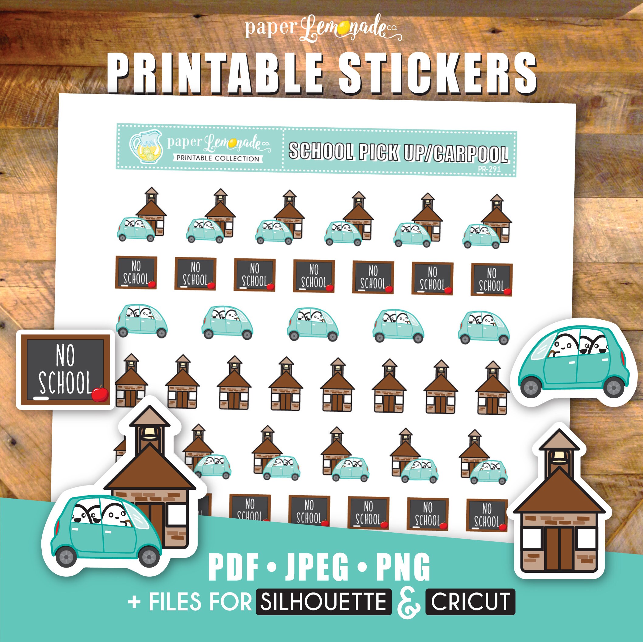 Carpool printable planner stickers driving to school stickers | Etsy