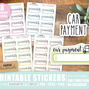 Car Payment Printable Stickers payment reminder for your planner track your automobile payments