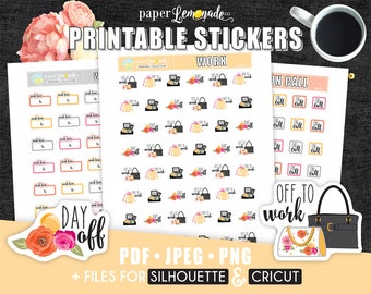 Printable Stickers Work Retail Fashion Stickers Day off stickers Work schedule stickers fashion printable Retail work sticker handbag PR-221