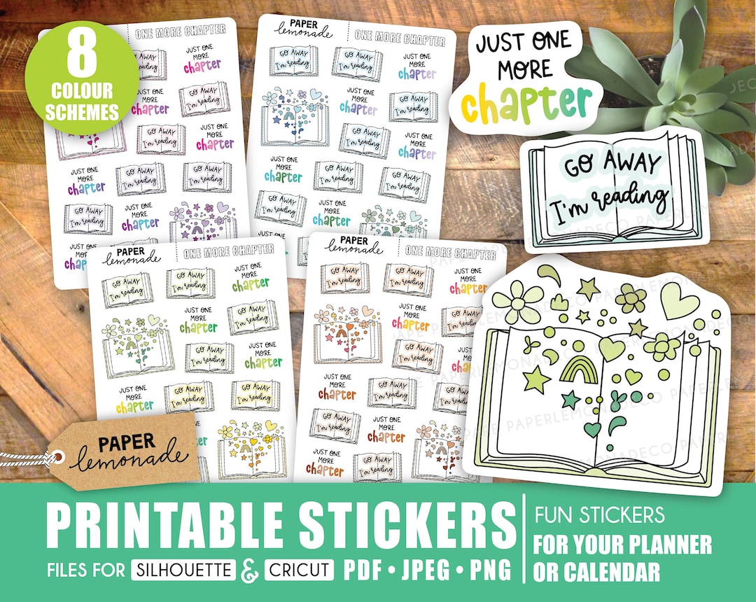 Chapter End Stickers One More Chapter Printable Stickers Go Away I'm Reading Book Tracker ...