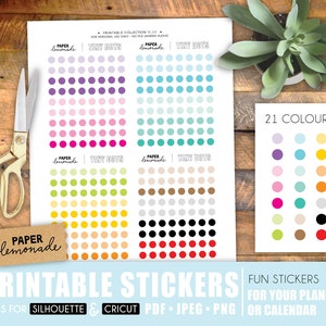 Tiny dots printable stickers in 21 colours small dot stickers for your planner