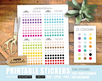 Tiny dots printable stickers in 21 colours small dot stickers for your planner