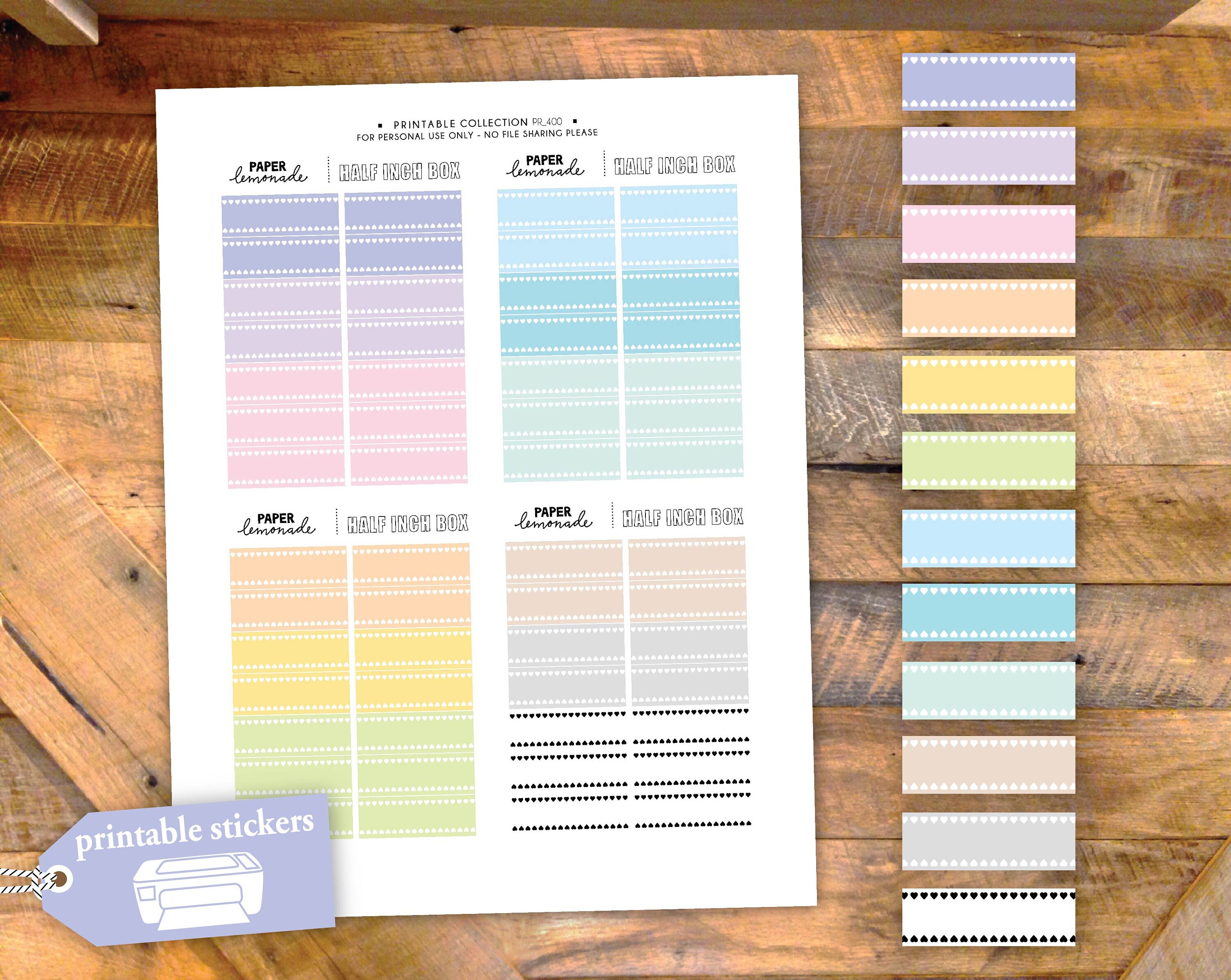 Printable Half Inch Boxes for Your Planner Pastel Printable Stickers to ...