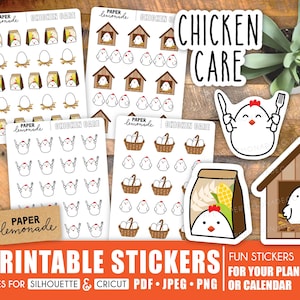 Chicken Care printABLE Aufkleber für Ihren Planer Erinnerungen, um Eier zu sammeln, füttern die Hühner, reinigen Sie die Hühnercoop