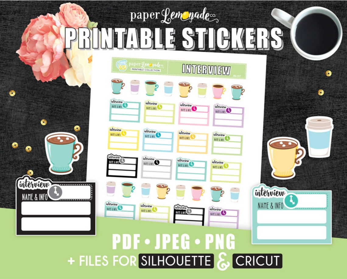 Interview Questions Sticker Interview Printable Planner Stickers Job Hunting Interview Meeting - Etsy