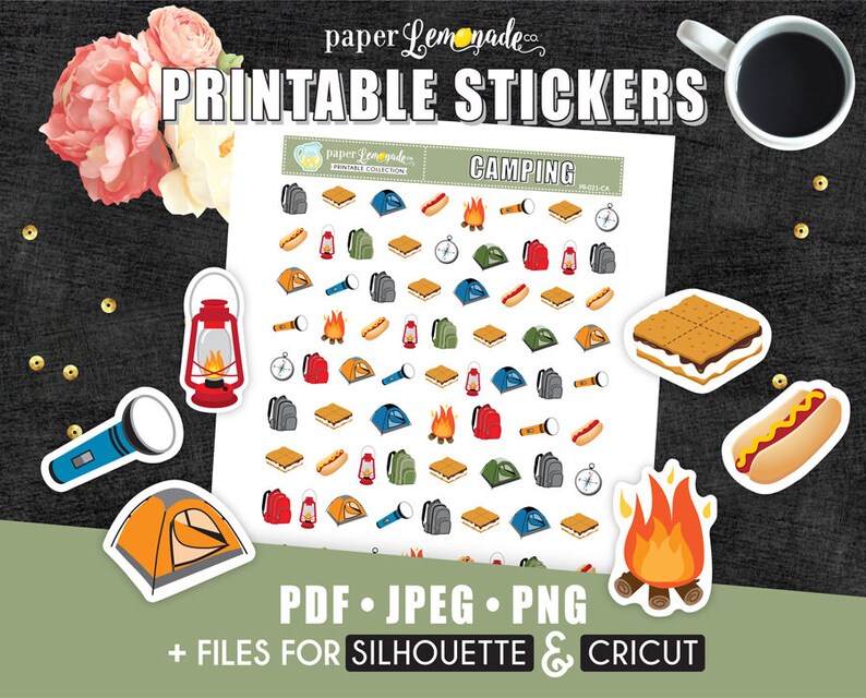 Printable Stickers Camping Printable Sticker S'mores Tent - Etsy Australia
