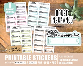House Insurance Due Printable Stickers insurance payment reminder for your house track your home payments and budget