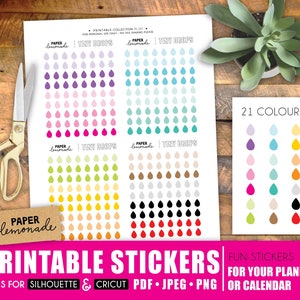 Tiny teardrop printable stickers in 21 colours small drop stickers for your planner