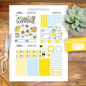 Printable Honey Bee Weekly Sticker Kit for Happy Planner Classic ...