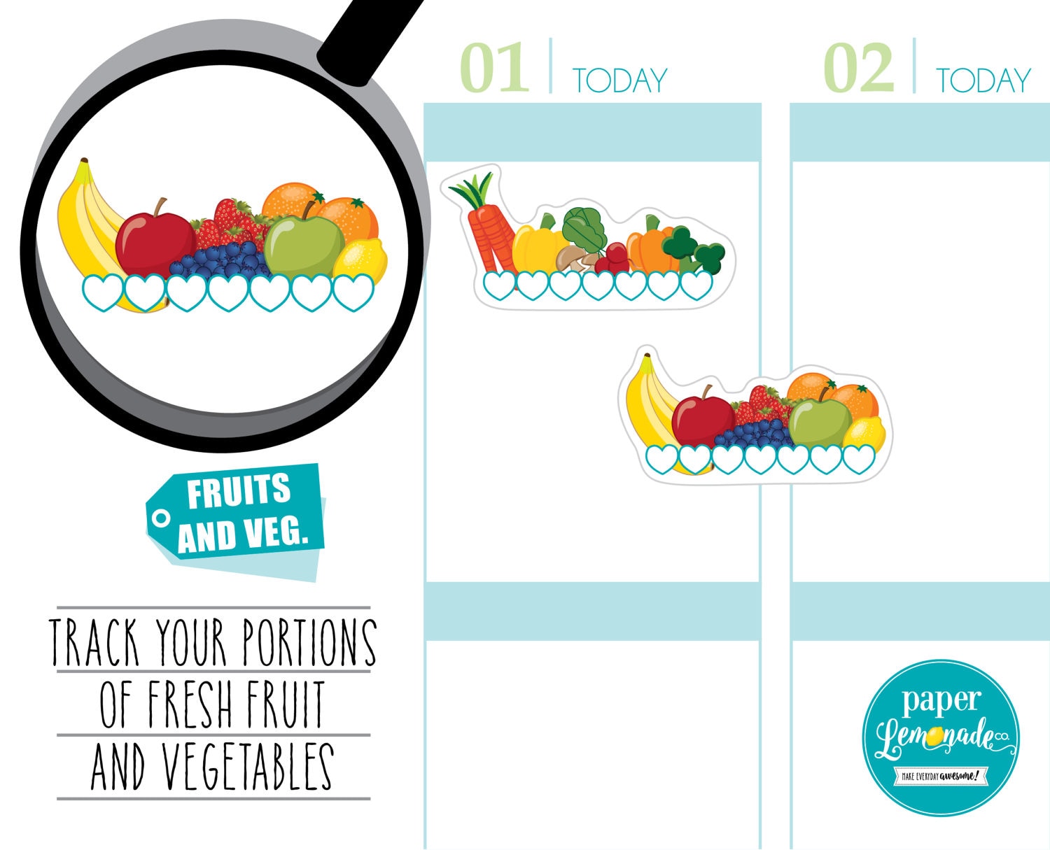 Fruit and vegetable tracker Planner sticker fruit and veg Etsy